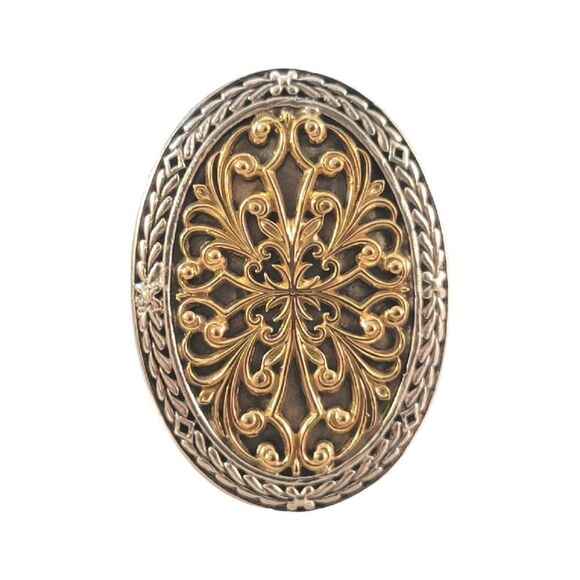 Konstantino 18k Gold & Sterling  Filigree Oval Statement Ring - Picture 4 of 11
